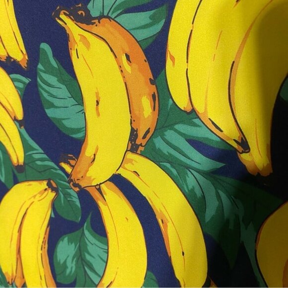 Hawagoos Yellow Green Banana Print Casual Short Sleeve Button Up Shirt L - Picture 7 of 14